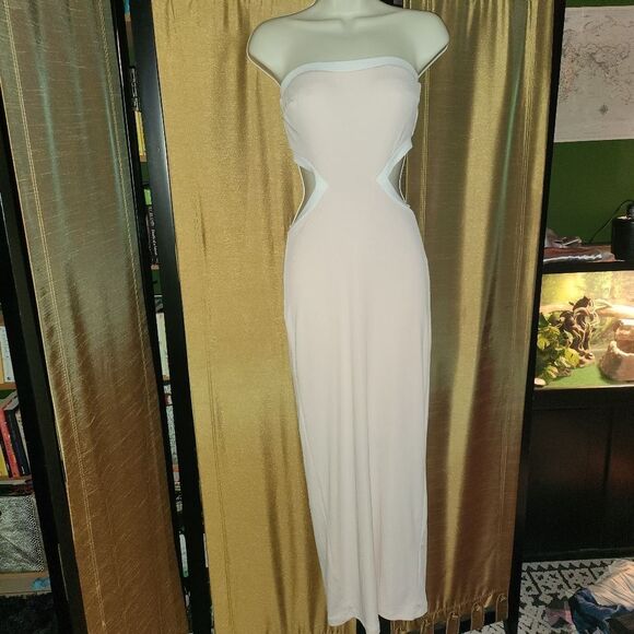 Princess Polly Strapless Cream Dress - Picture 3 of 6
